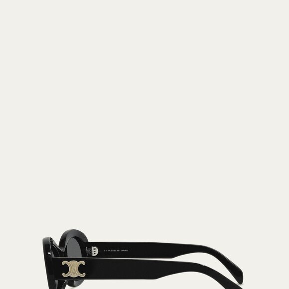 Celine Triomphe Logo Oval Acetate Sunglasses in Black - Picture 5 of 9